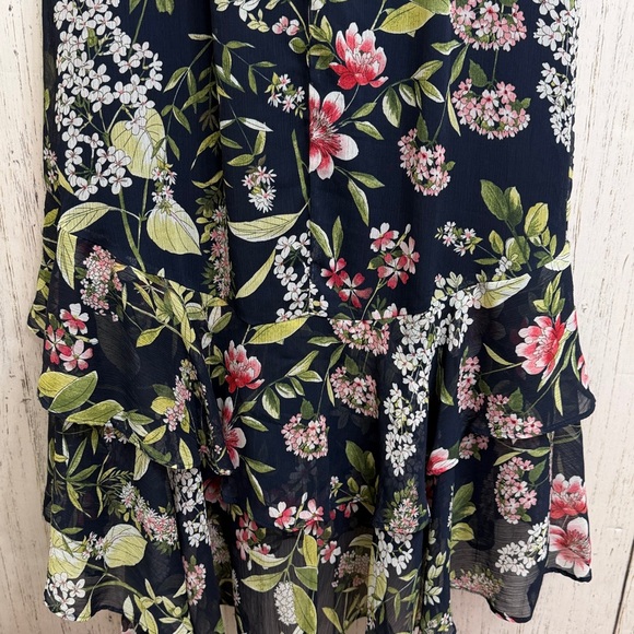 Tommy Hilfiger Navy Floral V-Neck Midi Dress - Picture 8 of 10